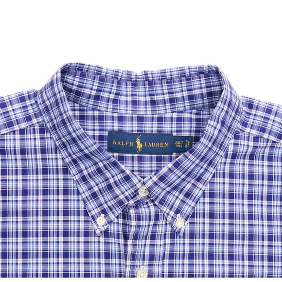 Ralph Lauren Long Sleeve Button Down Shirt  Men's 2XL-T Big & Tall Blue Plaid - Picture 5 of 6
